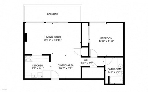 a floor plan of a house with a bedroom and a living room